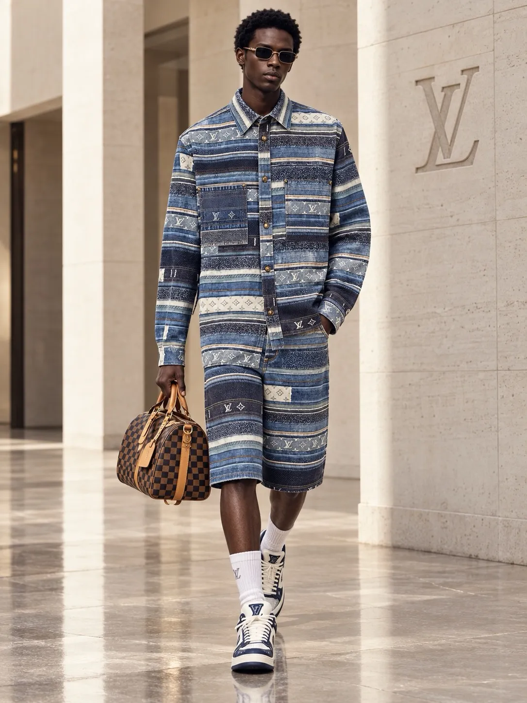 Louis Vuitton/Louis Vuitton jacquard striped denim shirt